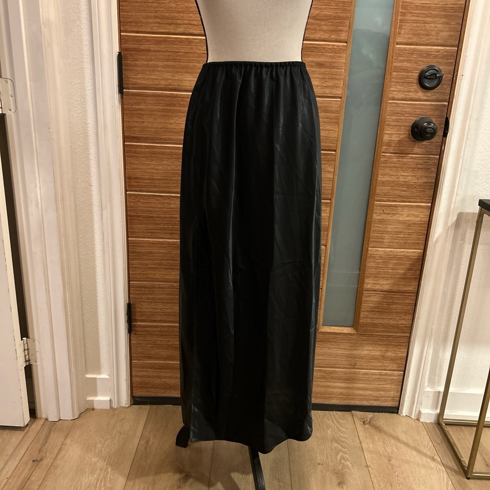 Vintage Black Slip Skirt with Elastic Waist